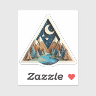 Wooden Triangle Night Landscape Sticker