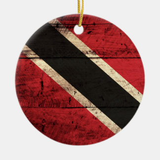 Wooden Trinidad and Tobago Flag Ceramic Ornament