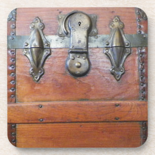 Wooden Trunk Chest with Latches Beverage Coaster