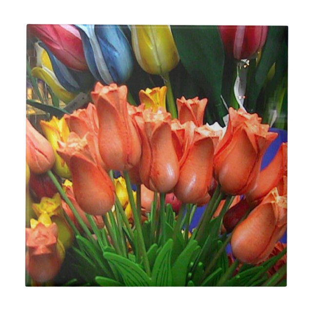 Wooden tulips from Amsterdam Ceramic Tile (Front)