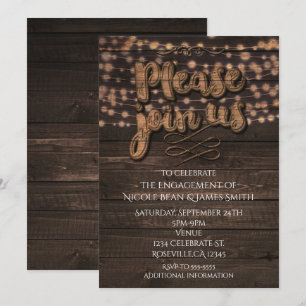 Wooden Type Rustic Country Birthday Party Invitation
