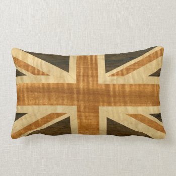 Wooden Union Jack Uk Flag Lumbar Pillow by Hakonart at Zazzle