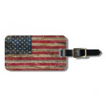 Wooden Vintage American Flag Luggage Tag