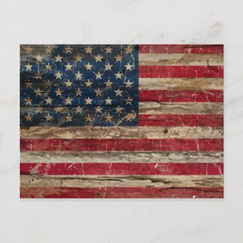 Wooden Vintage American Flag Postcard by MalaysiaGiftsShop at Zazzle