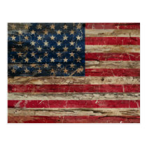 Wooden Vintage American Flag Postcard Wooden Vintage American Flag Postcard