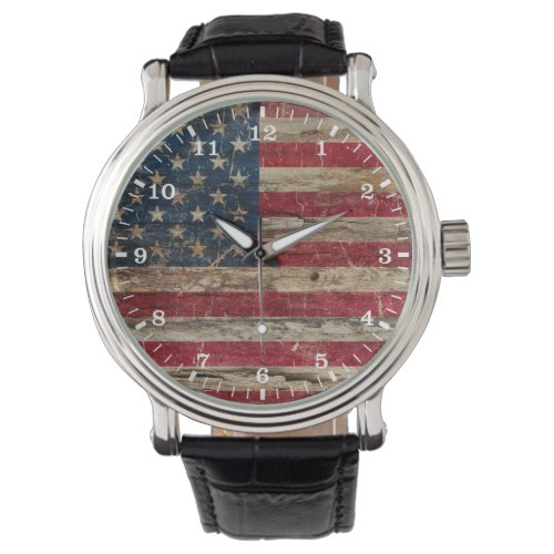 Wooden Vintage American Flag Watch