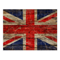 Wooden Vintage Union Jack Flag Postcard Wooden Vintage Union Jack Flag Postcard
