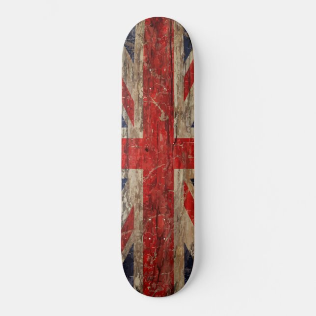 Wooden Vintage Union Jack Flag Skateboard Deck (Front)