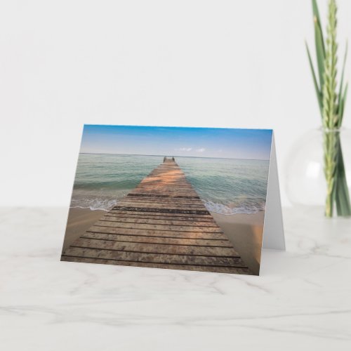 Wooden Walk Path and Sea in Summer Card
