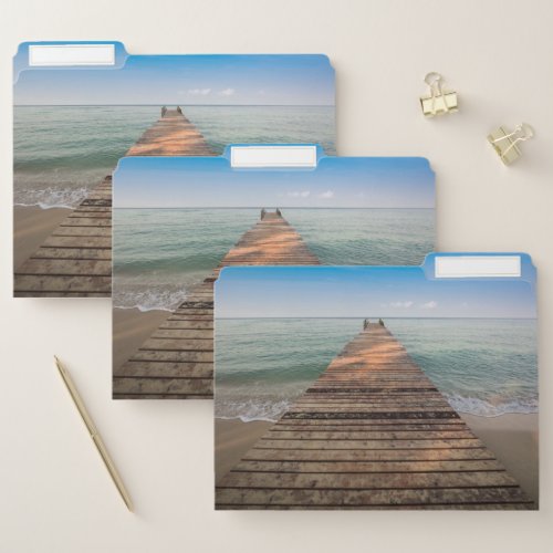 Wooden Walk Path and Sea in Summer File Folder