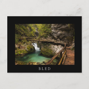 Wooden walkway through Vintgar Gorge canyon Postcard