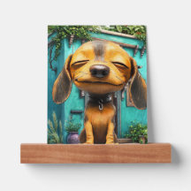 Wooden Wall Ledge & Photo | Fun Cartoon Dog