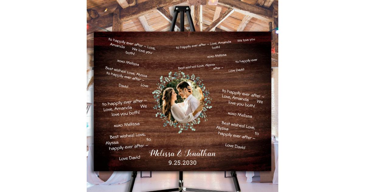 Wooden Wedding Guest Book Alternative Custom Photo Wood Wall Art