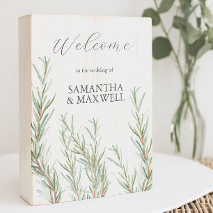 Wooden Wedding Welcome Sign Watercolor Botanicals