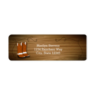 Wooden Western Rope & Boots Party Address Labels