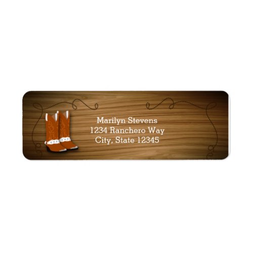 Wooden Western Rope  Boots Party Address Labels