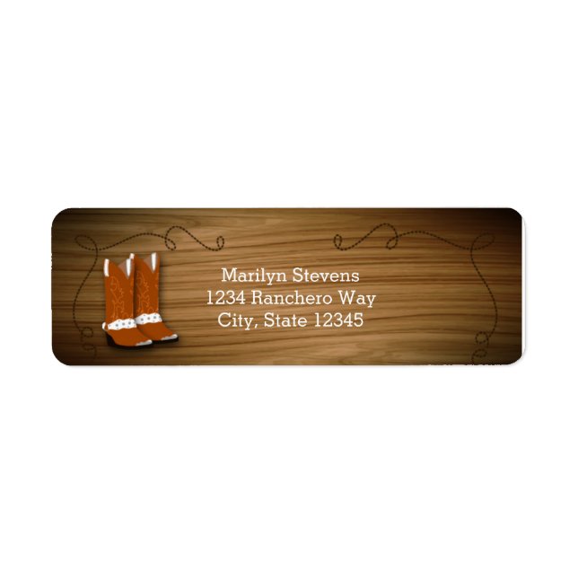 Wooden Western Rope & Boots Party Address Labels (Front)