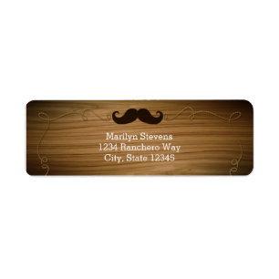 Wooden Western Rope Mustache Party Address Labels