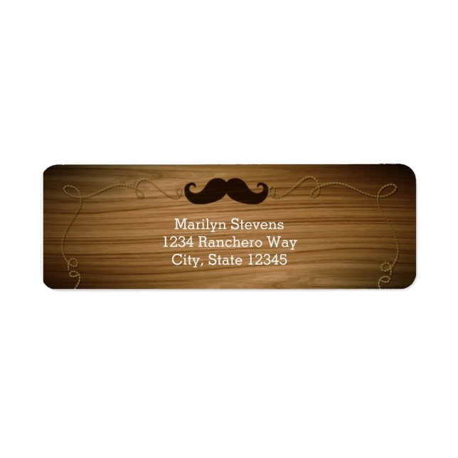 Wooden Western Rope Mustache Party Address Labels (Front)