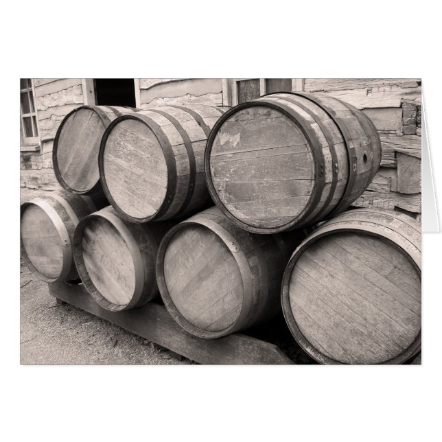 Wooden Whiskey Barrels Cards (Front Horizontal)