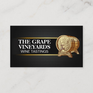 Wooden Wine Barrel Black Carbon Fiber Pattern Business Card