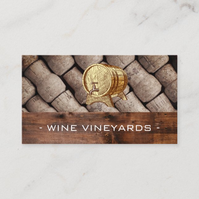 Wooden Wine Barrel | Catering Services | Winery Business Card (Front)