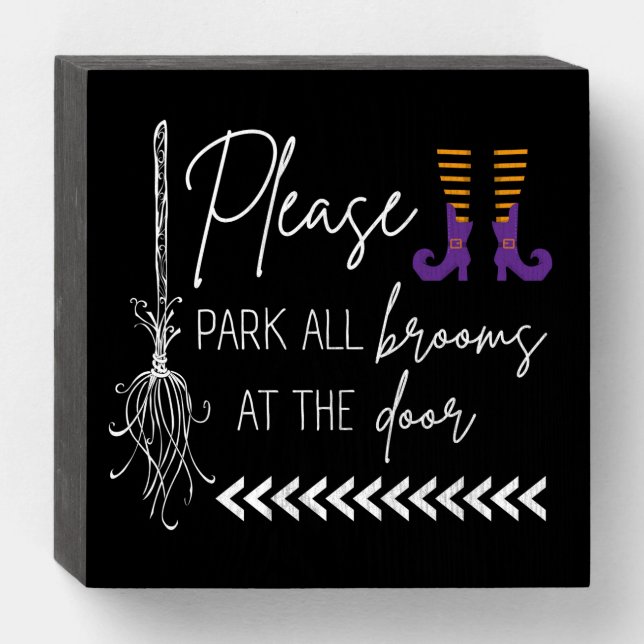 Wooden Witches Broom Sign (Front Horizontal)