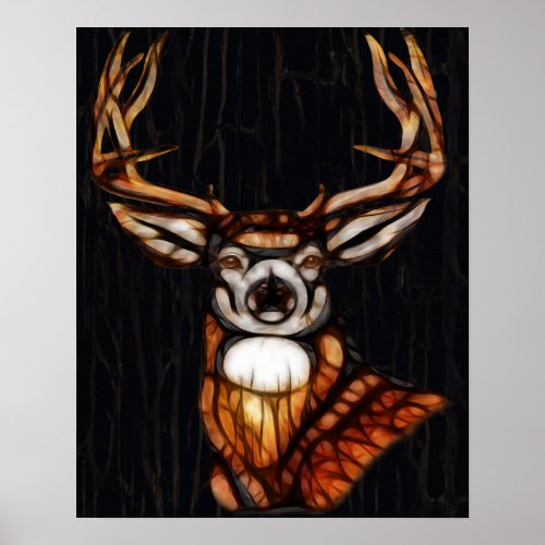 Wooden Wood Deer Rustic Country Cabin Unique Art Poster