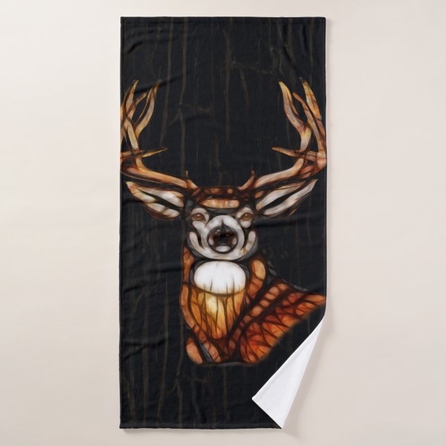Wooden Wood Deer Rustic Country Personalized Bath Towel Set (Bath Towel)