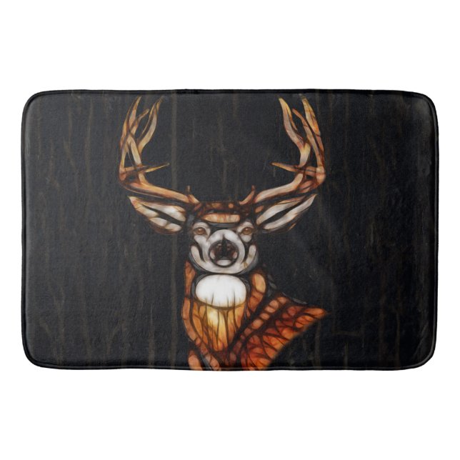 Wooden Wood Deer Rustic Country Personalized Bathroom Mat (Front)