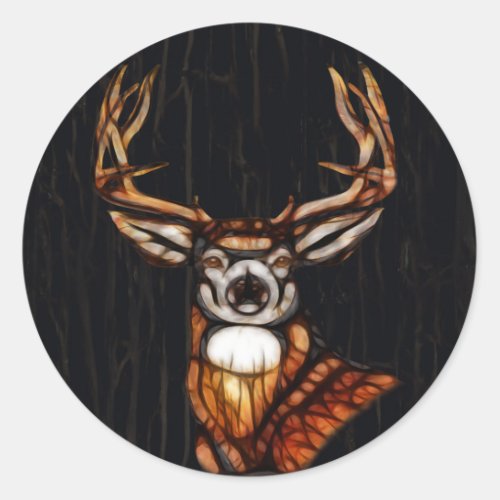 Wooden Wood Deer Rustic Country Personalized Favor Classic Round Sticker