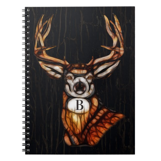Wooden Wood Deer Rustic Country Personalized Notebook (Front)