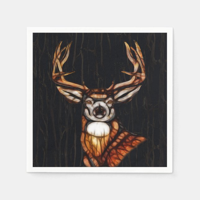 Wooden Wood Deer Rustic Country Personalized Party Napkins (Front)