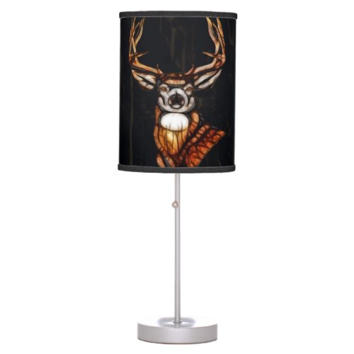 Wooden Wood Deer Rustic Country Unique Farmhouse Table Lamp
