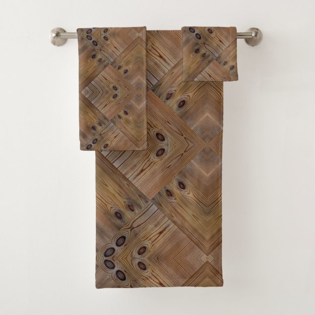 Wooden wood texture natural background brown tree bath towel set (Insitu)