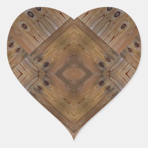 Wooden wood texture natural background brown tree heart sticker
