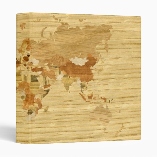 Wooden World Map 2 3 Ring Binder (Front/Spine)