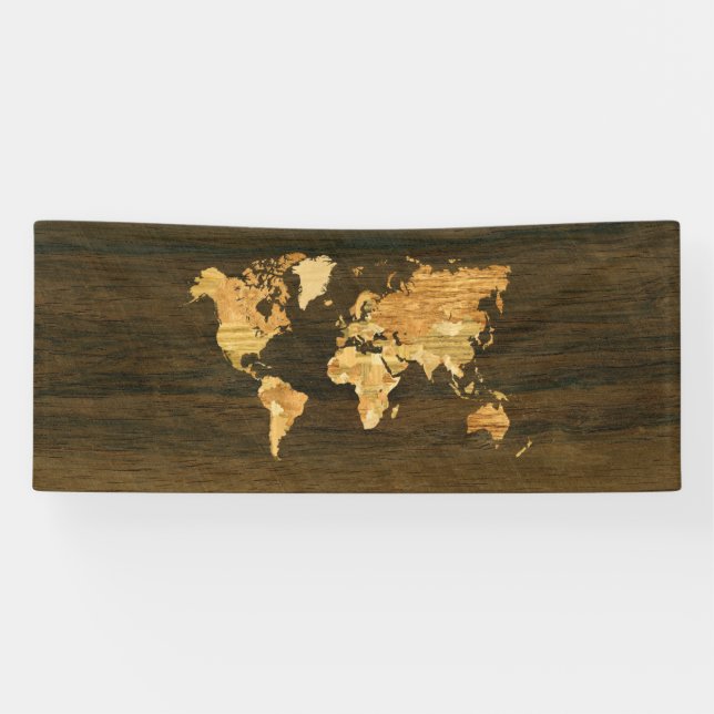 Wooden World Map Banner (Horizontal)