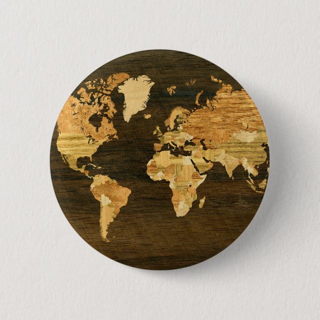 Wooden World Map Button (Front)