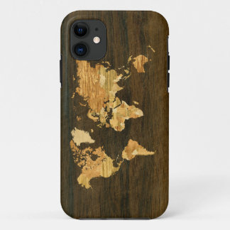 Wooden World Map iPhone 11 Case