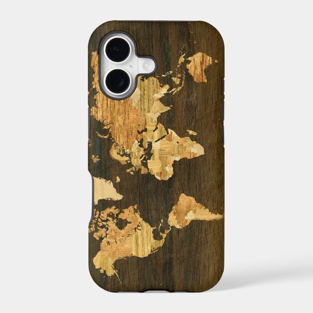Wooden World Map Iphone Case (Back)