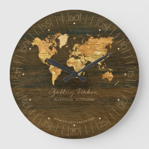 Wooden World Map Large Clock