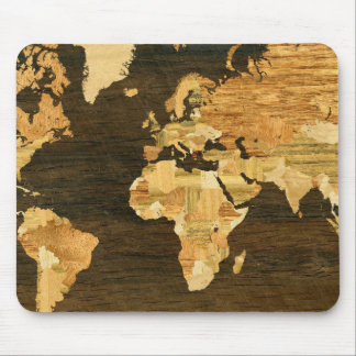 Wooden World Map Mouse Pad