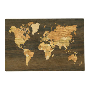 Wooden World Map Placemat