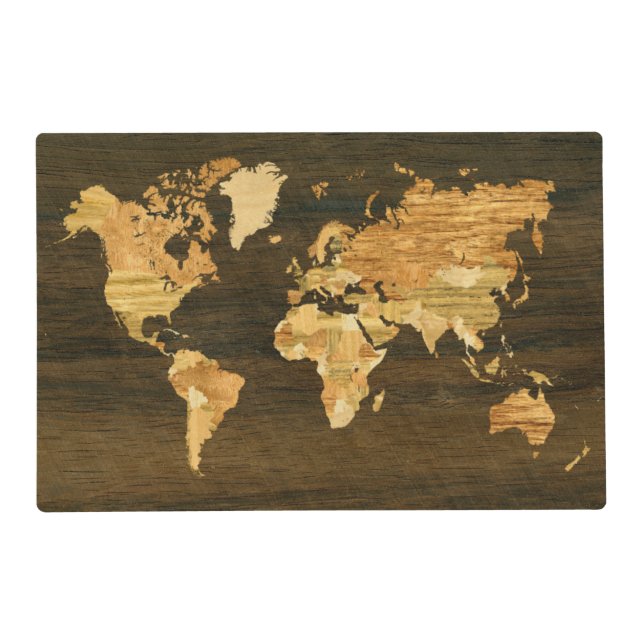 Wooden World Map Placemat (Front)