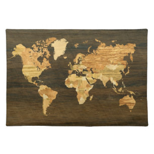 Wooden World Map Placemat