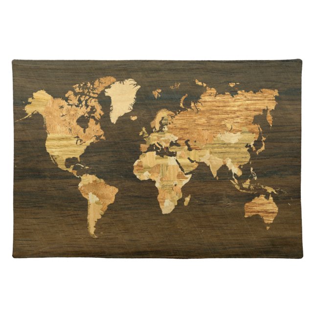 Wooden World Map Placemat (Front)