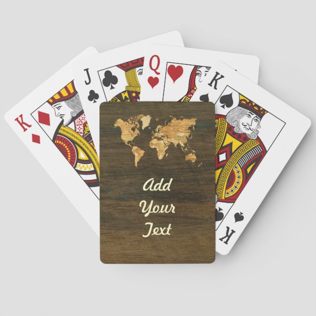 Wooden World Map Poker Cards (Back)