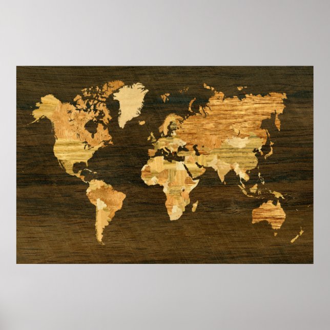 Wooden World Map Poster (Front)