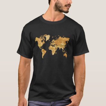 Wooden World Map T-shirt by Hakonart at Zazzle